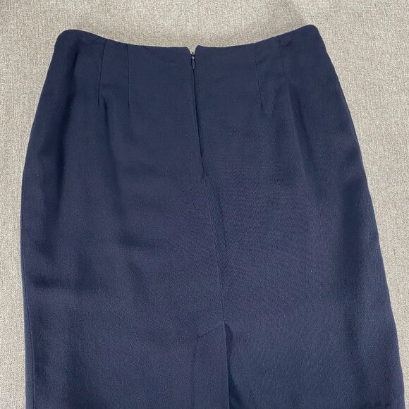 Linda Allard Ellen Tracy Wool Blend Pencil Skirt Women 14 Navy Blue Casual Korea - Picture 5 of 13